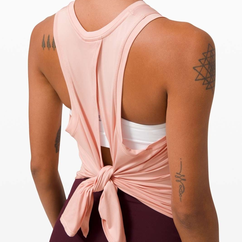 Lululemon All Tied Up Tank Top Pink Mist Women's Size M-Lrg